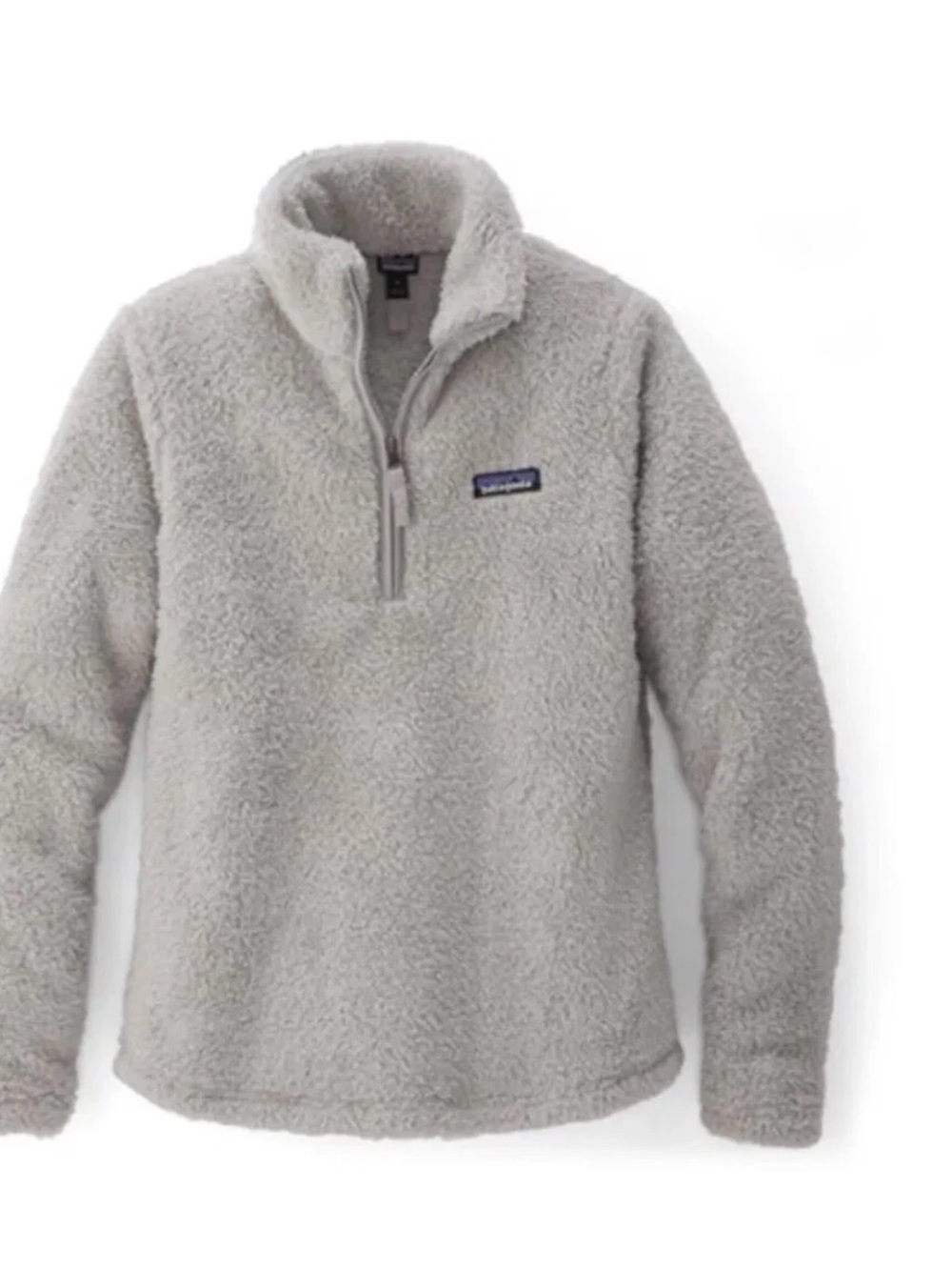 Patagonia Womens Large Gray Los Gatos Sherpa Fleece 1/4 Zip Pullover Jacket Soft